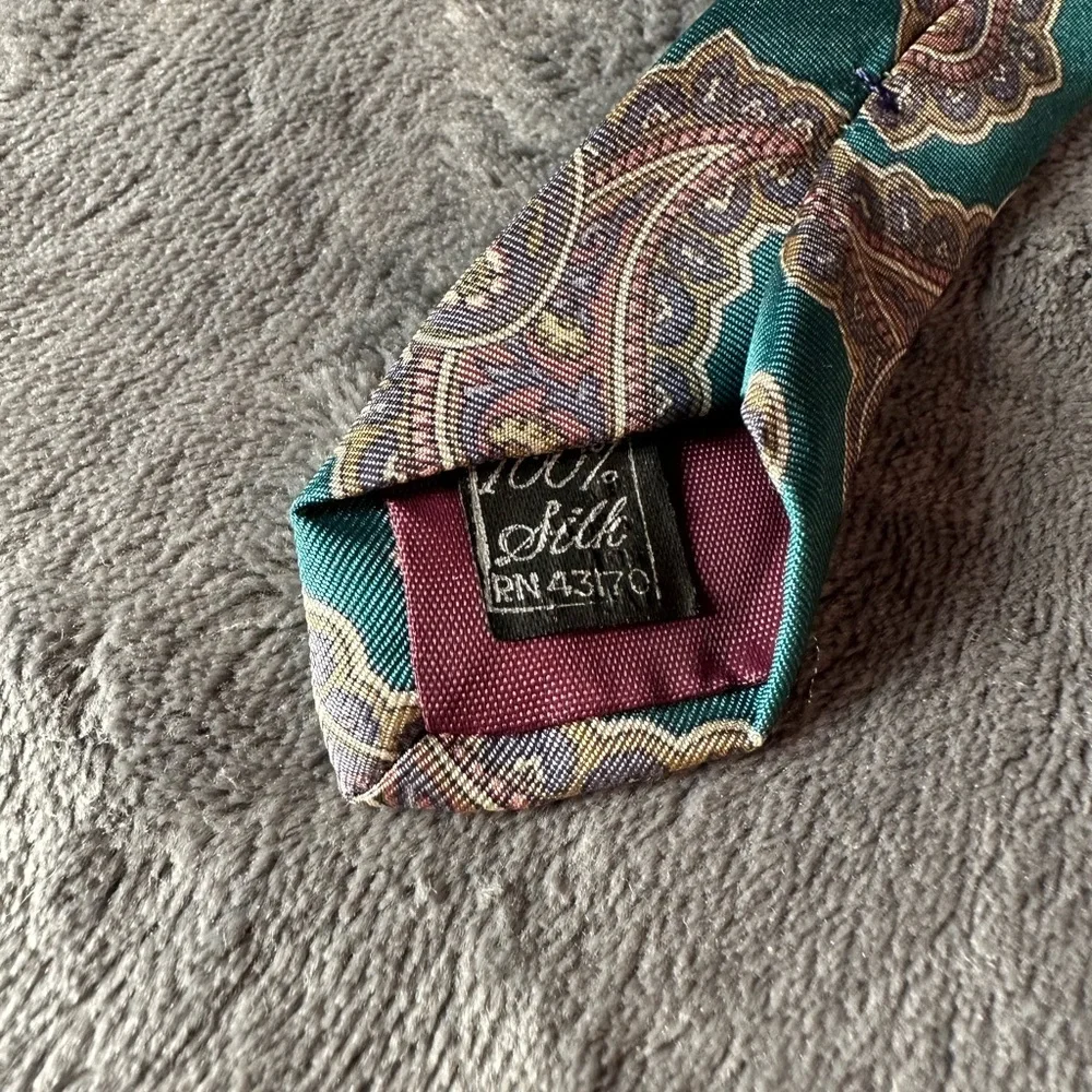 Geoffrey Beene men’s‎ silk paisley teal green tie